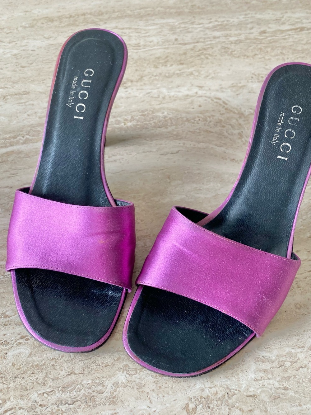 Vintage Gucci Tom Ford-era Satin Mule Sandal Heels - Picture 7 of 13